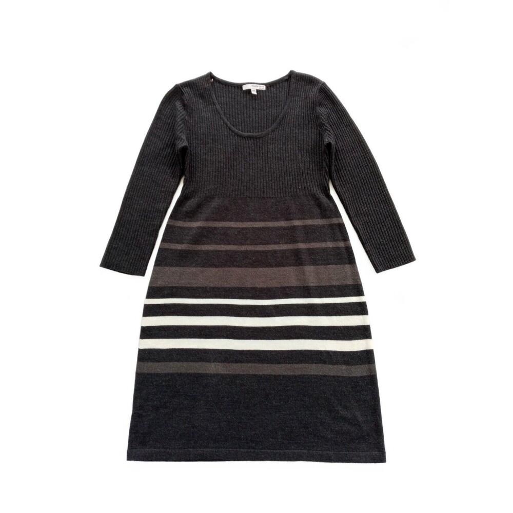 ❤️SALE! PRICE FINAL!❤Studio One New York Gray White Striped Sweater Dress Small